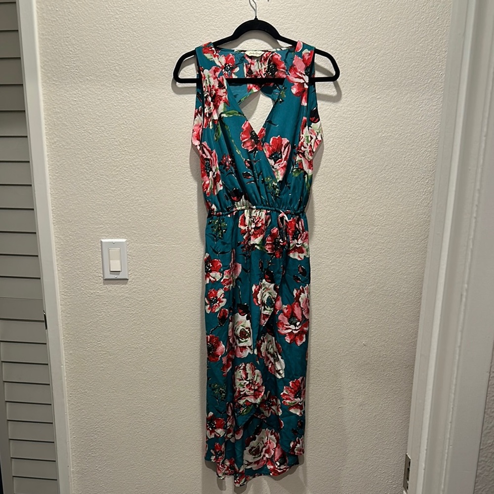 Chic Blue and Pink Backless Dress